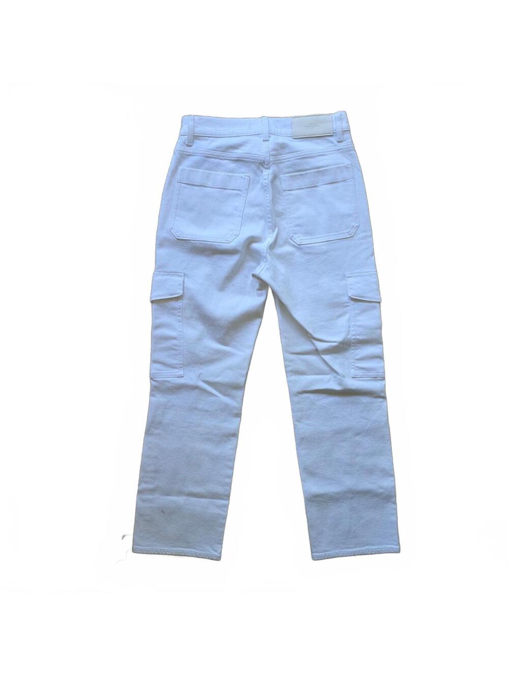 7 for all Mankind Women’s Size 27 CARGO LOGAN Bull Denim Bright White - Picture 2 of 3